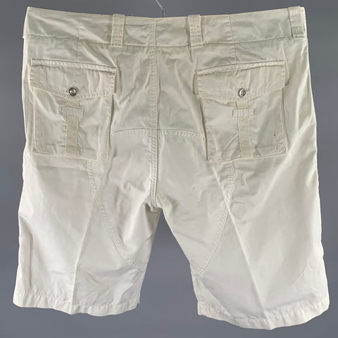 ZEGNA Size 38 White Solid Cotton Cargo Shorts