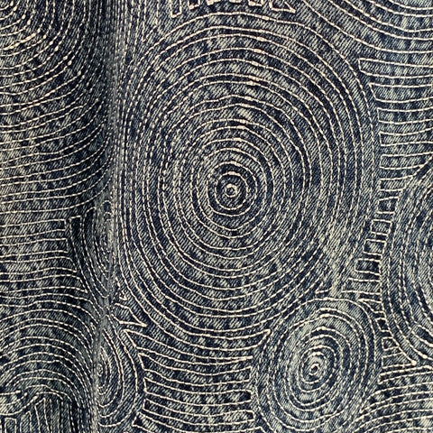 ANIKI Size L Indigo White Embroidery Cotton Wide Leg Straight Zip Fly Jeans