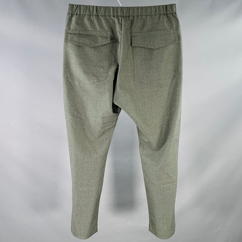 Pantalon décontracté BARENA vert olive en polyester et laine vierge, taille 34, fuselé, avec cordon de serrage