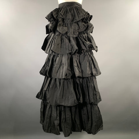 PORTIA & SCARLETT Size XS Black Polyester Spandex Ruffled Maxi Skirt