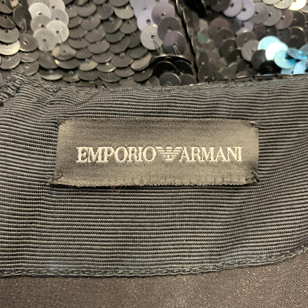 EMPORIO ARMANI Size 4 Black Multi Color Polyester Sequined Polka Dot Dress