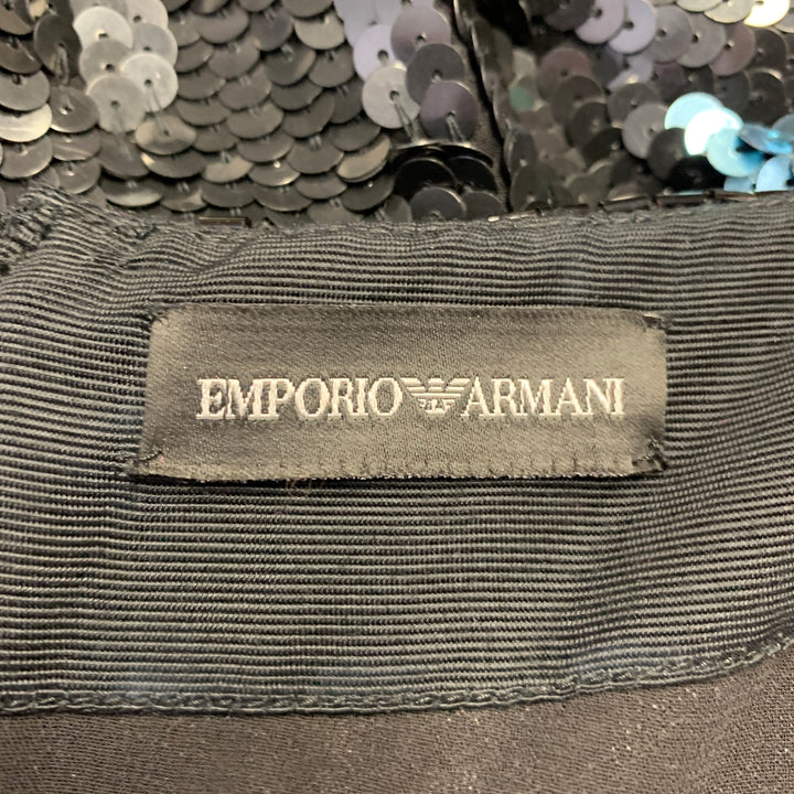 EMPORIO ARMANI Size 4 Black Multi Color Polyester Sequined Polka Dot Dress