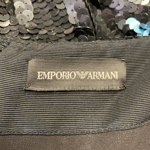 EMPORIO ARMANI Size 4 Black Multi Color Polyester Sequined Polka Dot Dress