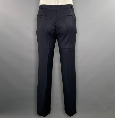 ERMENEGILDO ZEGNA Chest Size 40 Navy Solid Wool Double Breasted 32 31 Suit