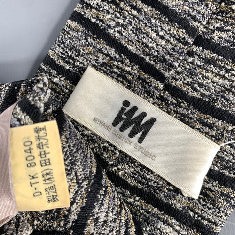 ISSEY MIYAKE Black Tan Lines Silk Tie