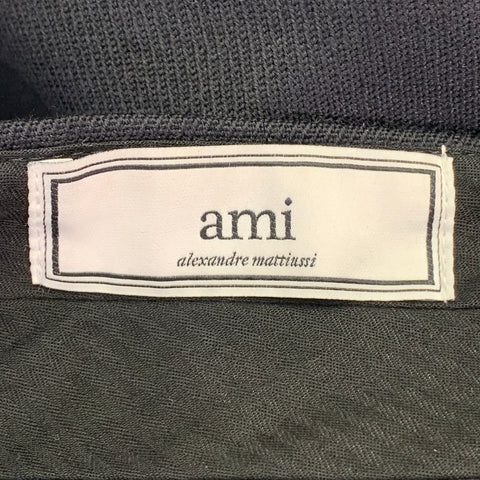 AMI by ALEXANDRE MATTIUSSI Size 38 Navy Twill Wool Cuffed Drop Crotch Button Fly Dress Pants