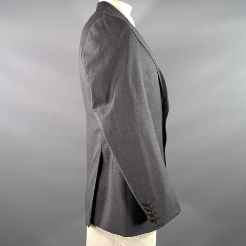ARMANI COLLEZIONI Chest Size 48 Grey Heather Wool Notch Lapel Sport Coat