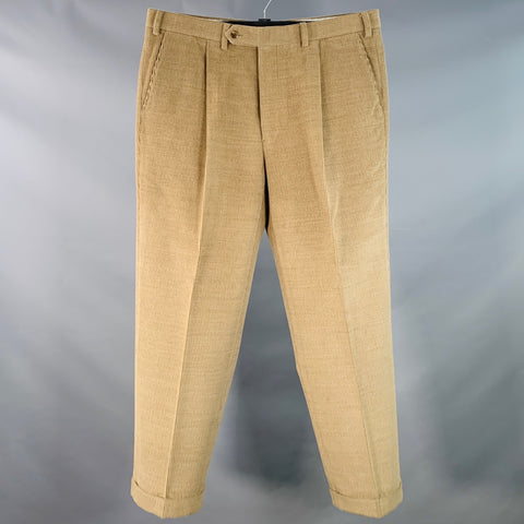 SAMUELSOHN Size 36 Tan Khaki Corduroy Merino Wool Pleated Zip Fly Casual Pants