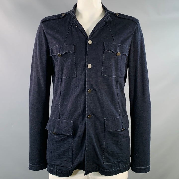 JOHN VARVATOS STAR USA Size L Navy Cotton Epaulets Jacket