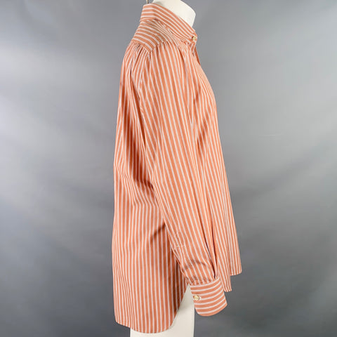KITON Size M Brown Purple Stripe Cotton Button Up Long Sleeve Shirt