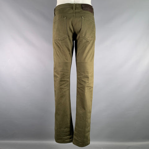 NAKED AND FAMOUS Size 32 Green Olive Cotton 5 pockets Jeans