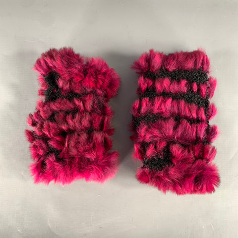JOCELYN Size One Size Burgundy Knit Rabbit Gloves