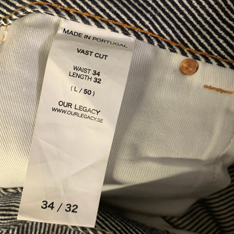 OUR LEGACY Size 34 White Black Zig Zag Cotton Relaxed fit Casual Pants