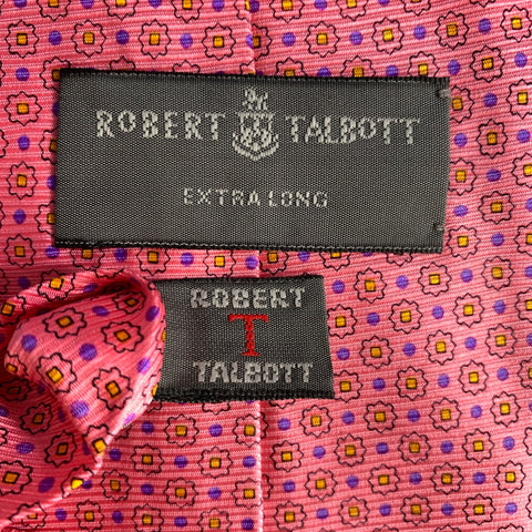 ROBERT TALBOTT Pink Purple & Yellow Floral Silk Tie