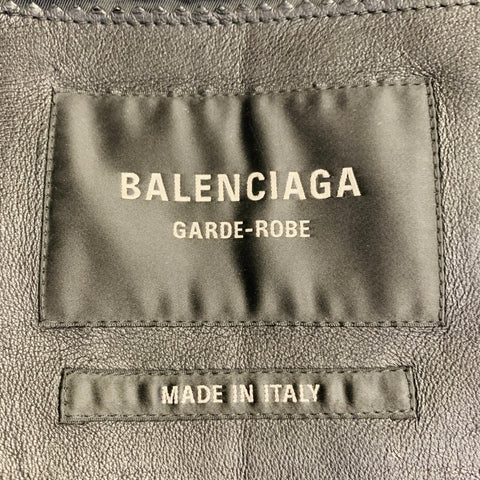 BALENCIAGA 2024 Size S Black Lambskin Leather Oversized Bomber Jacket