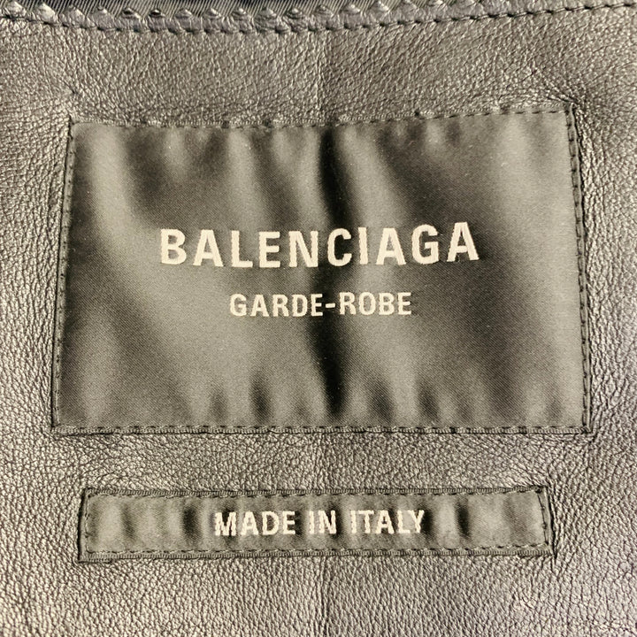 BALENCIAGA 2024 Size S Black Lambskin Leather Oversized Bomber Jacket