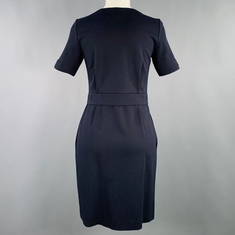 Robe zippée plissée ARMANI COLLEZIONI Taille 4 Bleu marine Mélange de viscose