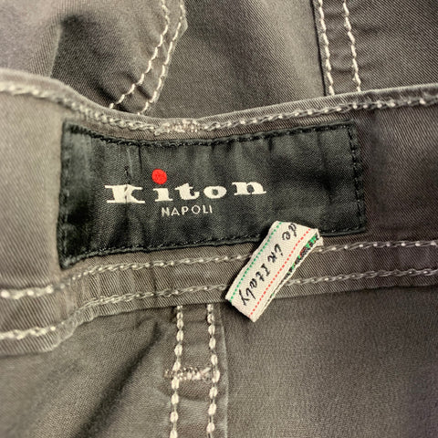 KITON Size 36 Green Contrast Stitch Cotton Blend Jean Cut Casual Pants