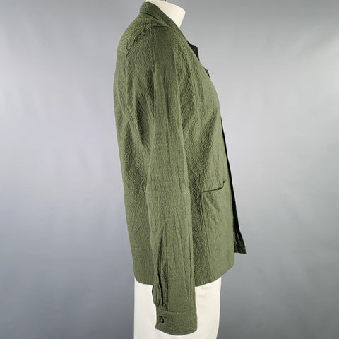 REISS Size XL Green Seersucker Cotton Blend Chore Worker Jacket