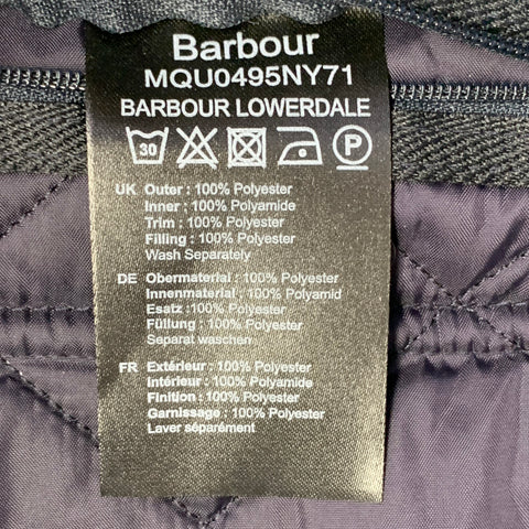BARBOUR Size M Navy Quilted Polyester Zip Snaps Vest