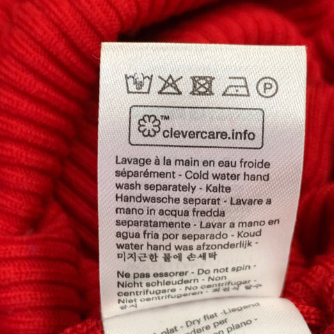 FROM FUTURE Size S Red Merino Wool Rib Knit Sweetheart Long Sleeve Midi Dress