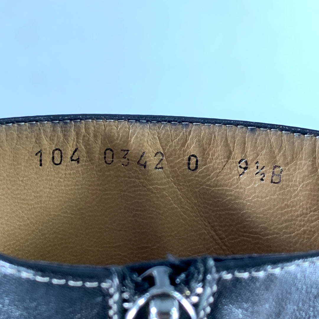 GUCCI Size 10 Black Leather Side Zipper Boots