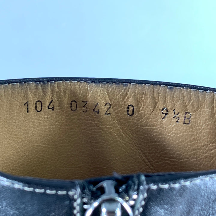 GUCCI Size 10 Black Leather Side Zipper Boots