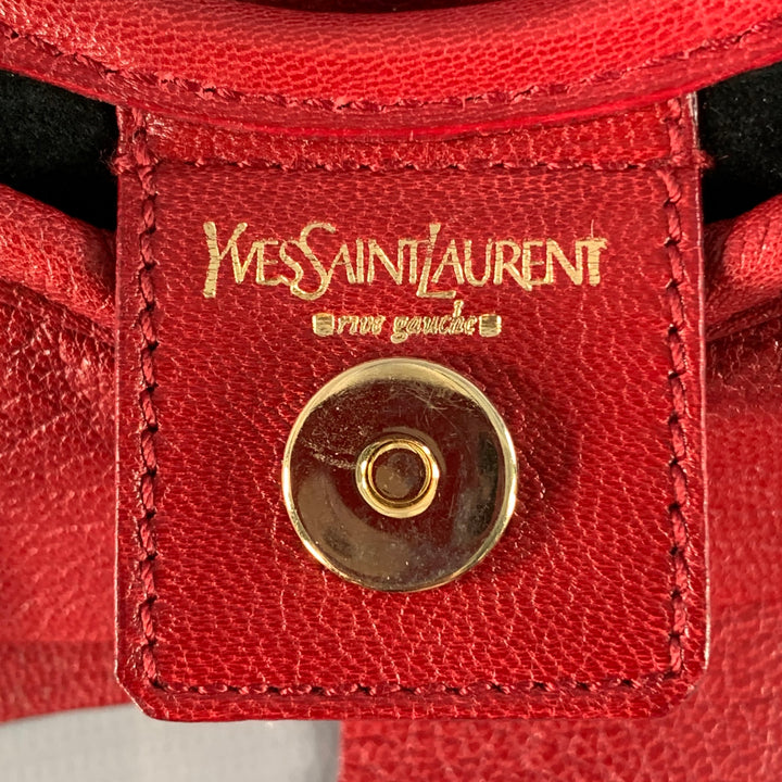 YVES SAINT LAURENT St Tropez Red Goat Leather Top Handles Hobo Handbag