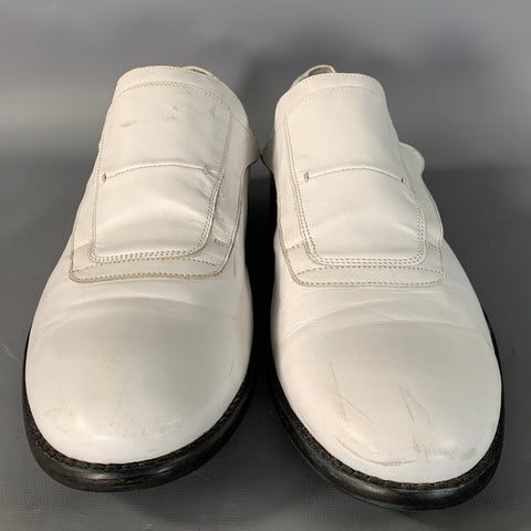 CALVIN KLEIN Size 10.5 White Leather Hook and Loop Closure Lace Up Shoes