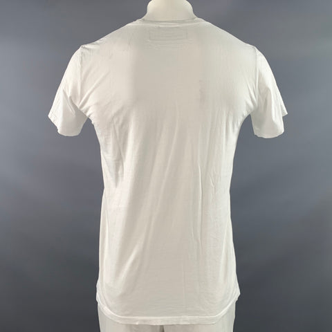 BALMAIN Size XL White Solid Cotton Crew Neck T shirt