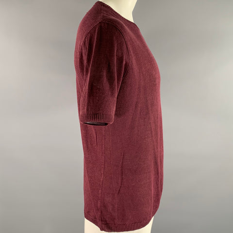 GRP Size L Burgundy Knit Linen T-shirt