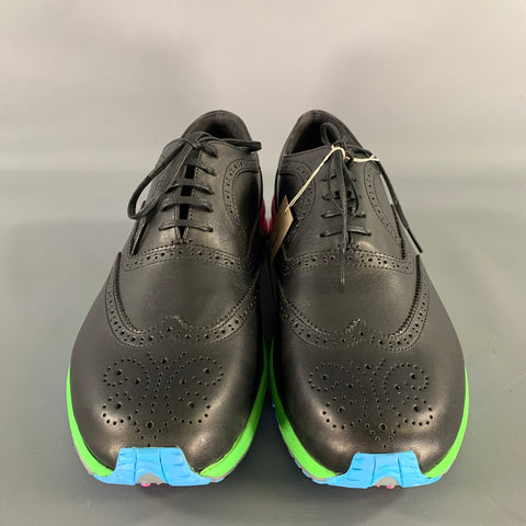 COMME des GARCONS HOMME PLUS Size 10 Black Multi-Color Perforated Lace Up Shoes