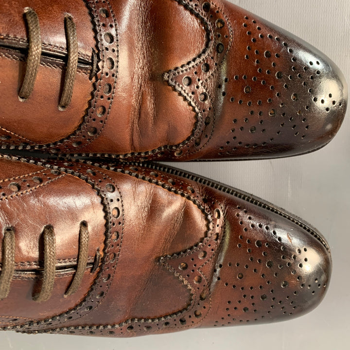 TOM FORD Size 10.5 Brown Antique Leather Wingtip Oxford Lace-Up Shoes