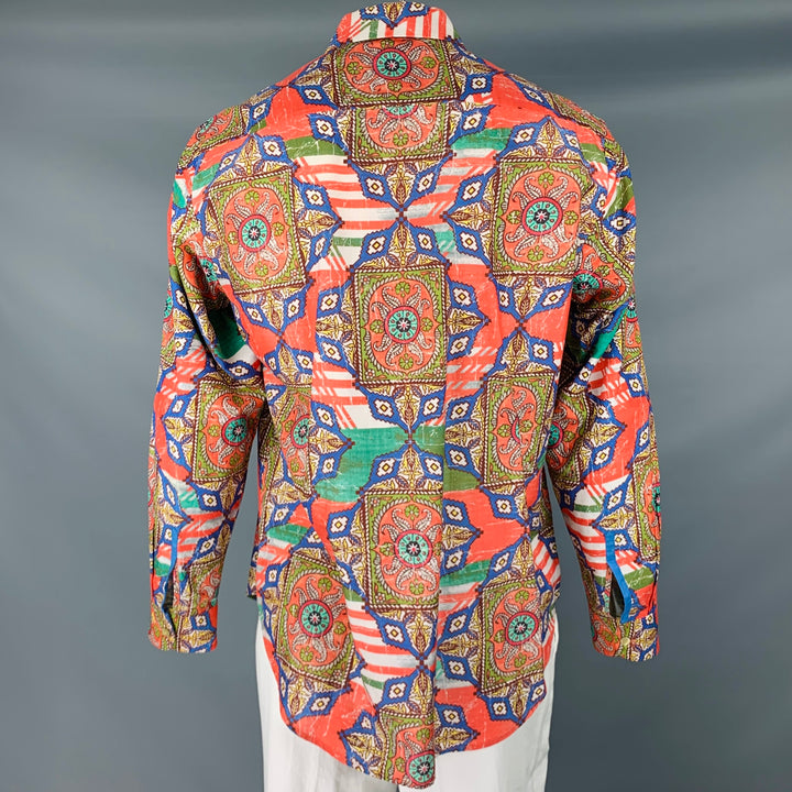 ROBERT GRAHAM Talla L Camisa de manga larga con botones de algodón con estampado multicolor