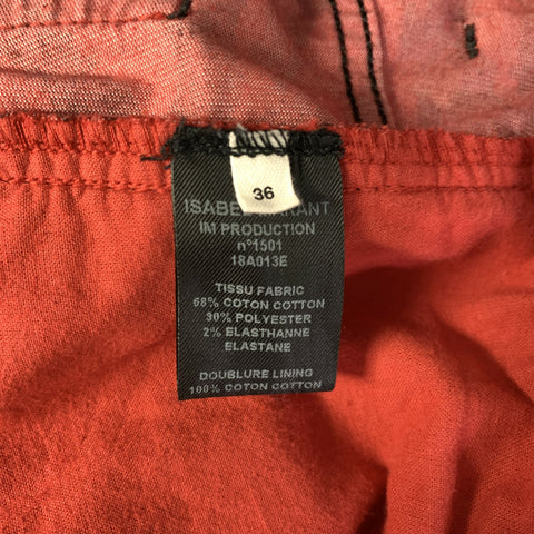 ISABEL MARANT Size 4 Red Black Cotton Blend Animal Print Straight leg Jeans