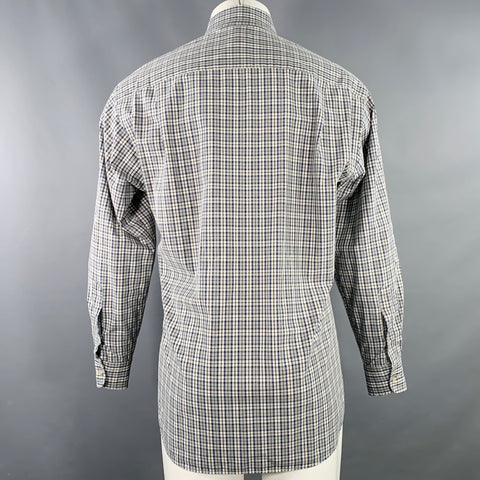 BUTTON DOWN Size S Blue White Plaid Cotton One Pocket Long Sleeve Shirt
