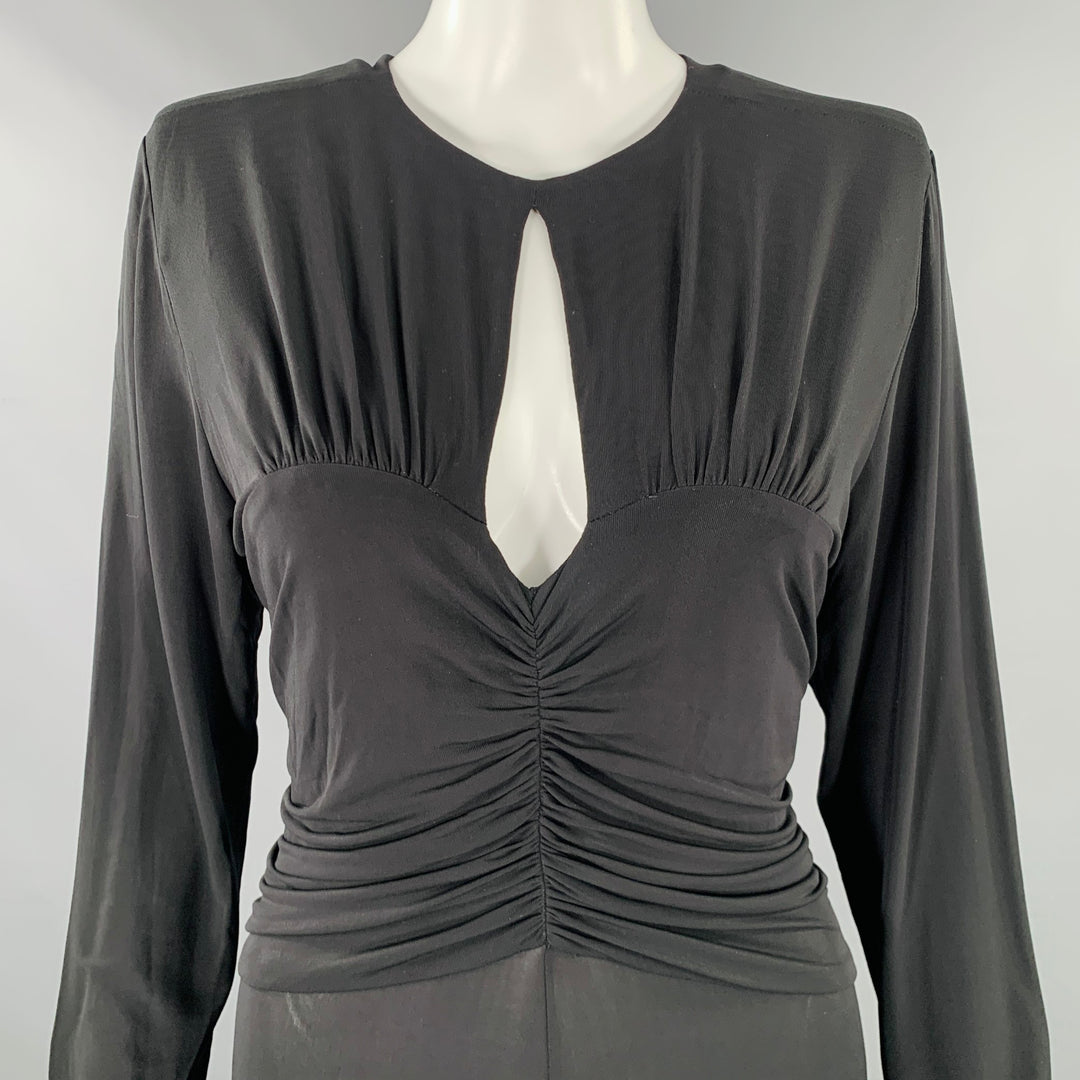 ISABEL MARANT Size 8 Black Viscose Blend Ruched Long Sleeve Dress