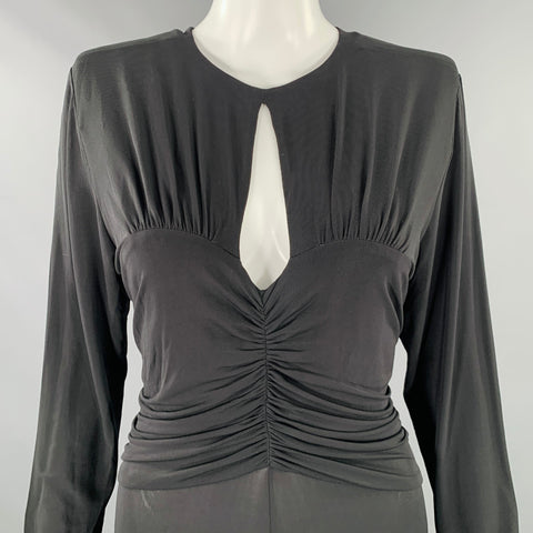 ISABEL MARANT Size 8 Black Viscose Blend Ruched Long Sleeve Dress