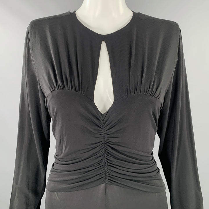 ISABEL MARANT Size 8 Black Viscose Blend Ruched Long Sleeve Dress