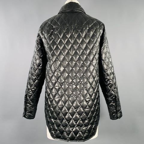 THEORY Size S Black Polyamide Quilted Snaps Shirt Jacket