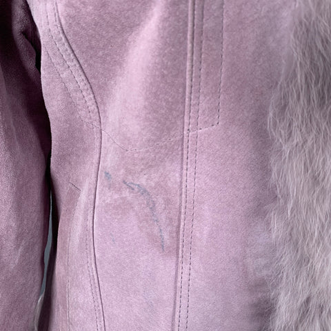 RAFFAELO Size M Purple Suede Fur Collar Eye Hook Jacket