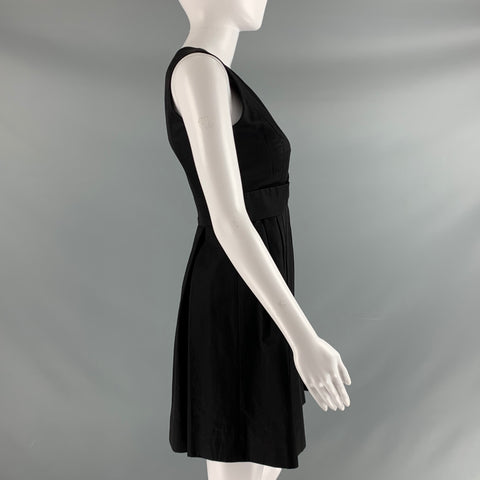 CHANEL Size 2 Black Cotton Pleated Sleeveless Dress