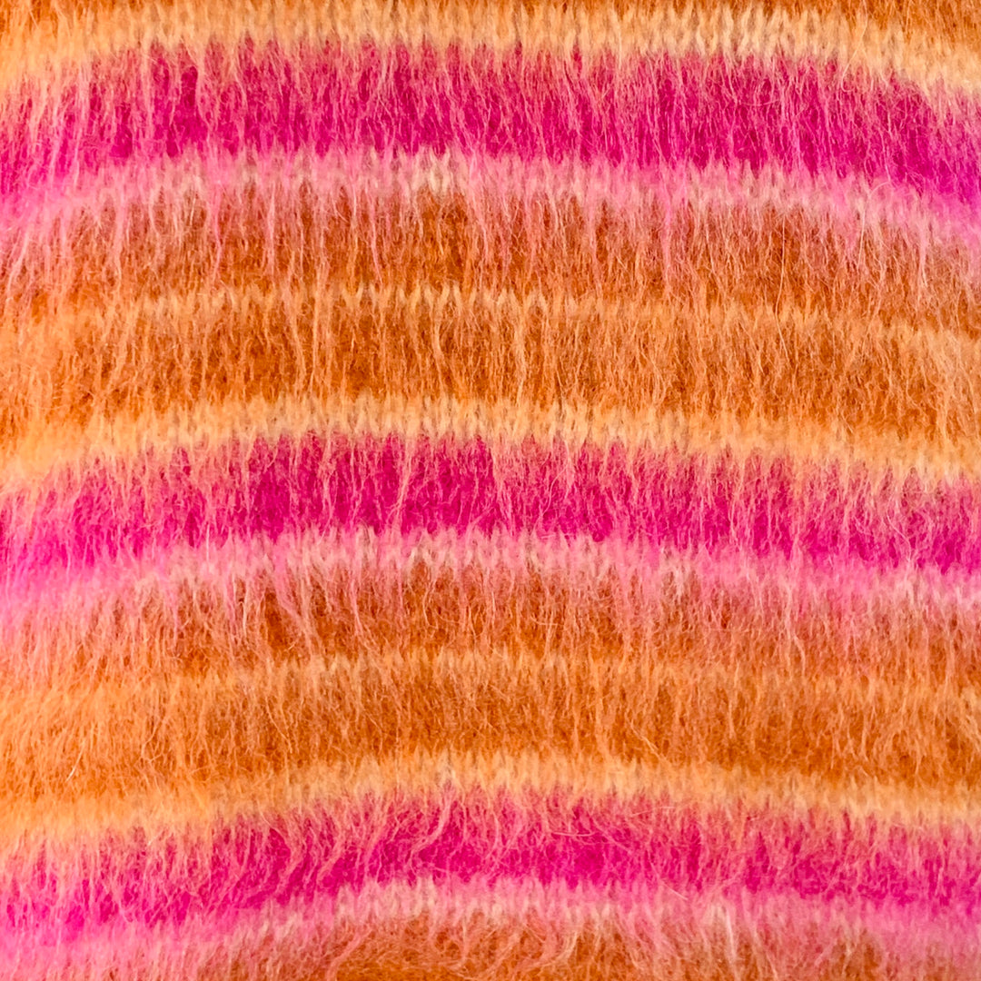 MARNI Size 4 Orange Pink Mohair Stripe Oversized Crew Neck Sweater