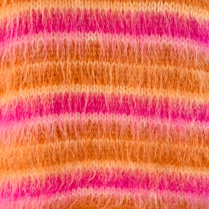 MARNI Size 4 Orange Pink Mohair Stripe Oversized Crew Neck Sweater
