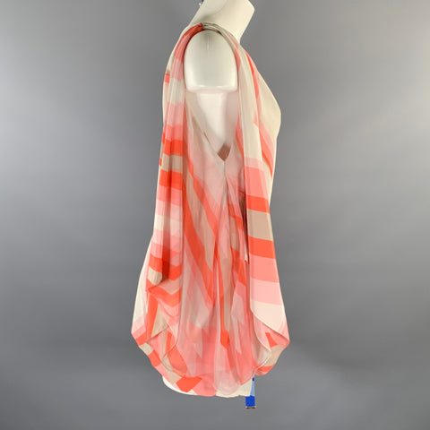 GUCCI  by Tom Ford SS 2009 Size M Blue Peach Silk Geometric V-Neck Mini Tunic Dress