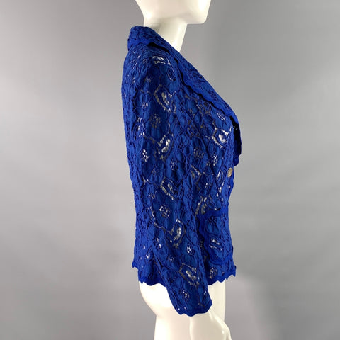 ESCADA Size 4 Blue Polyamid Baumwolle Floral Jacket