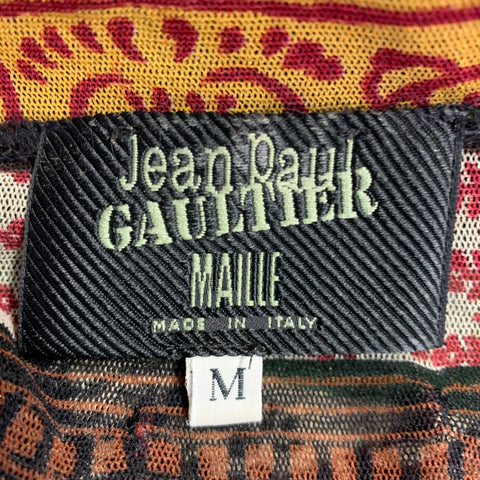 JEAN PAUL GAULTIER Size M Multi Color Print Polyamide Mesh Long Sleeve Shirt
