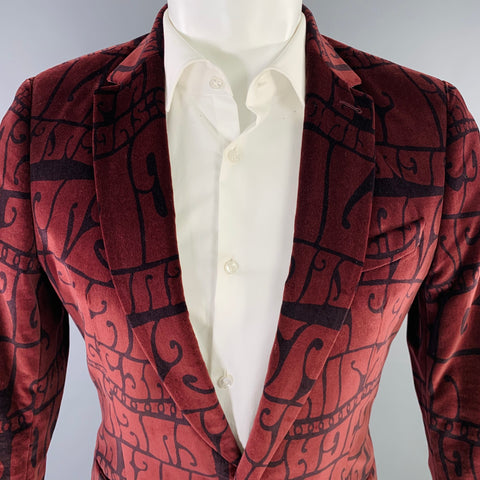 DRIES VAN NOTEN Size 38 Brown Black Abstract Cotton Sport Coat