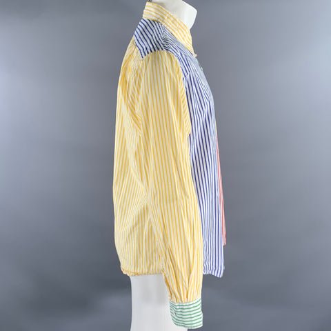 ROWING BLAZERS Size L White Multi-Color Stripe Cotton Long Sleeve Shirt
