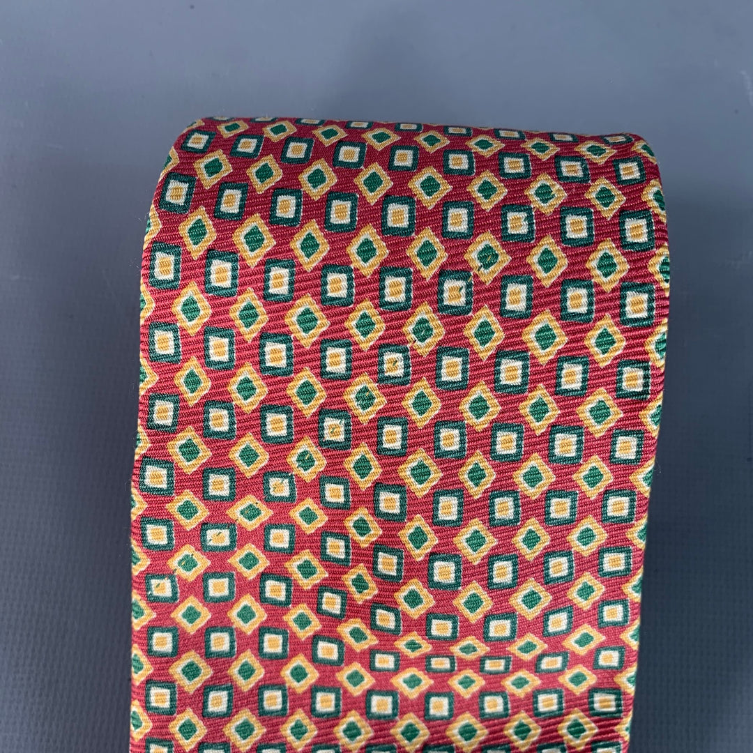 POLO by RALPH LAUREN Red Green Yellow Geometric Silk Tie